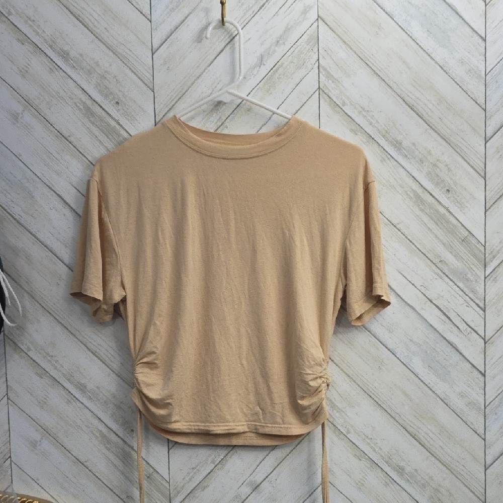 Tan Tshirt With Side Ties Size M